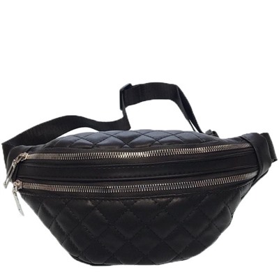 Поясная сумочка Co_Charel из эко-кожи стёганая чёрного цвета.