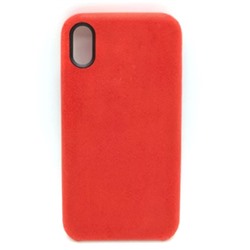 Чехол iPhone X/XS Alcantara Case в упаковке Красный