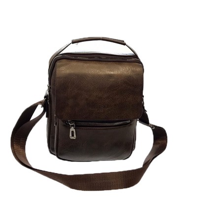 Мужская сумка-планшет MMSO из эко-кожи трюфельного цвета с ремнём через плечо.