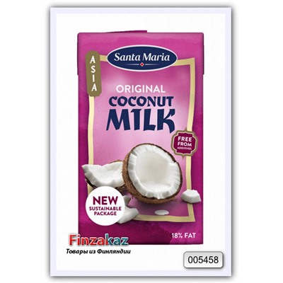 Кокосовое молоко Santa Maria Asia Coconut Milk Original 250 мл
