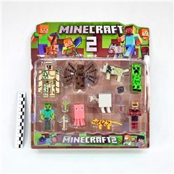 Minecraft2 (№SJ6002) фигурка 4героя+5животных и аксессуары (2вида)