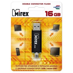 USB 2.0 Flash накопитель 16GB Mirex Smart Black OTG